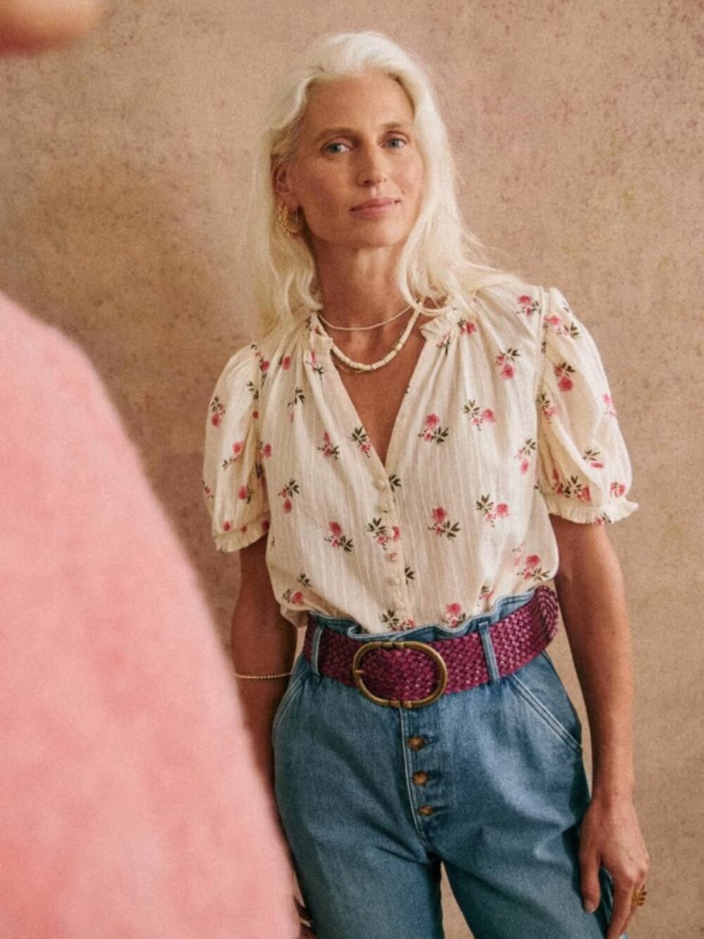 Sézane Ema shirt in pink spring, size 38 ~ pre-owned! - Picture 2 of 9